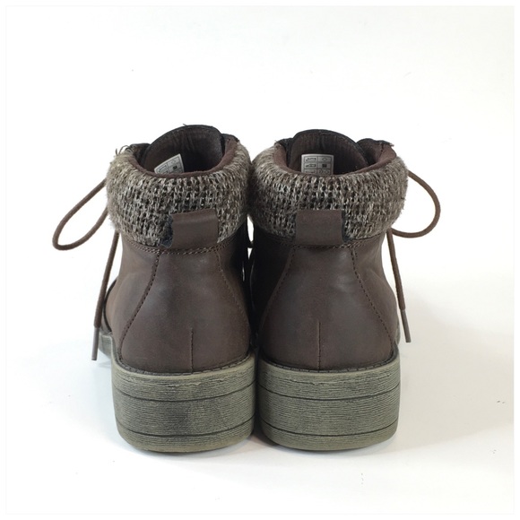 Rocket Dog Brown Lace Up Ankle Boots Knit Collar - Picture 3 of 10